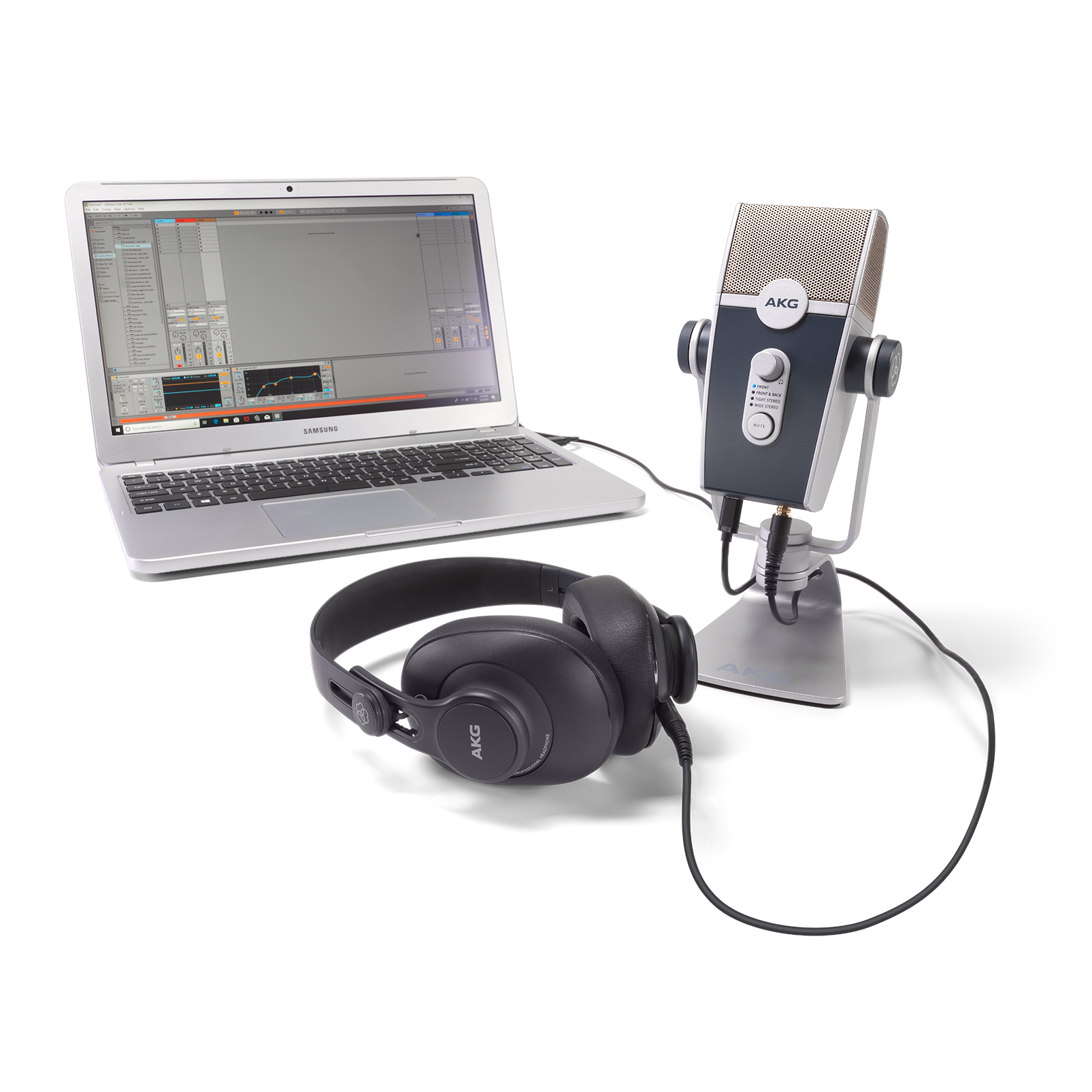 AKG Podcaster Essentials (B-Stock) - Black / Gray - Audio Production Toolkit: AKG Lyra USB Microphone and AKG K371 Headphones - Detailshot 2