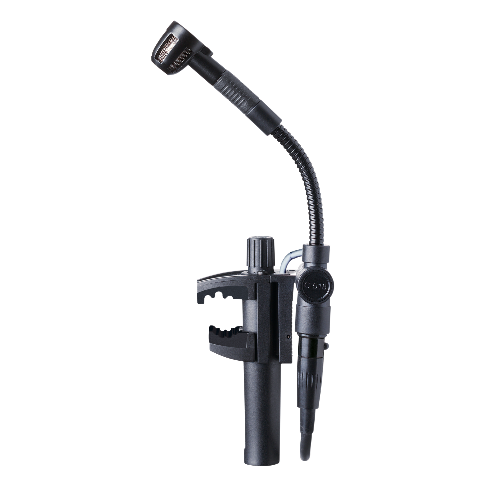 C518 M - Black - Professional miniature clamp-on condenser microphone with mini XLR to standard XLR cable - Hero