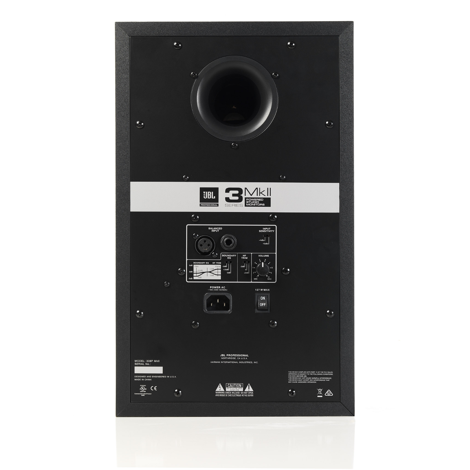 JBL 308P MkII - Black - Powered 8" (20.32 cm) Two-Way Studio Monitor - Back