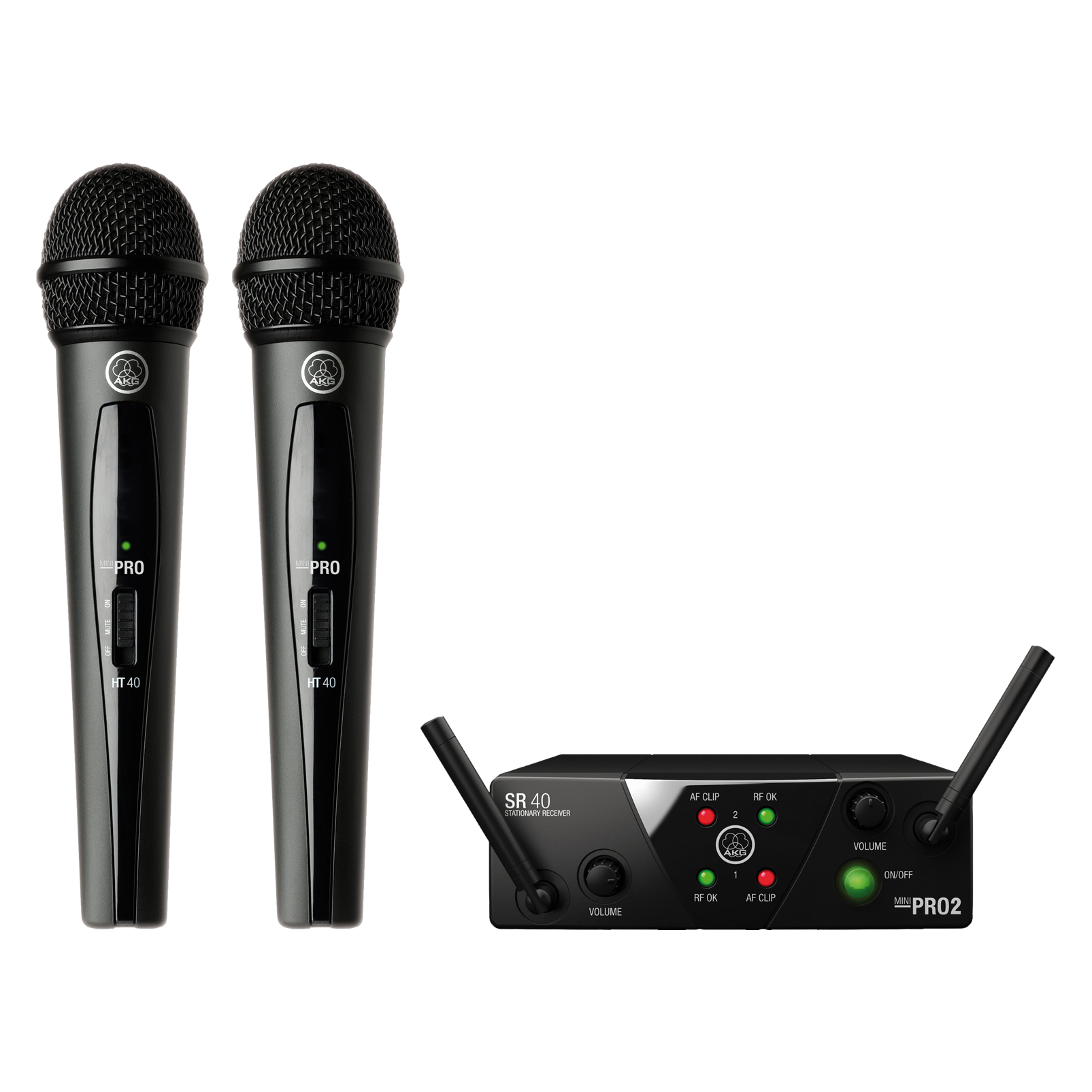 B-Ware AKG WMS 40 MINI 2 Dual Vocal Set due trasmettitori manuali microfoni ricevitore 